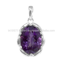 Comprar Mejor Amethyst Gemstone &amp; 925 Sterling Silver De moda Pendiente Bezel Set Joyería